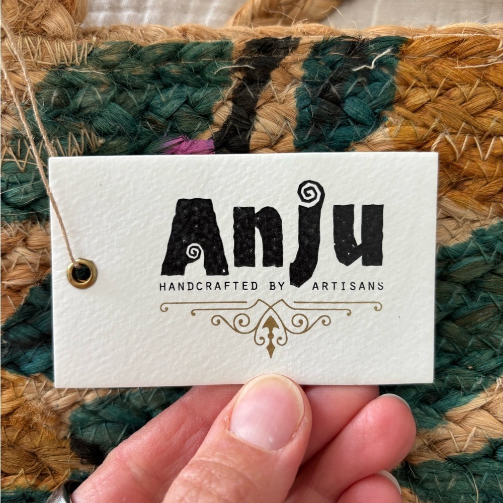 Anju Capri Jute Tote Lemon Breeze Citrus Handcrafted Artisan Market Bag NWT - Picture 4 of 8